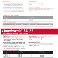 Lincolnweld LA-71 Product Info