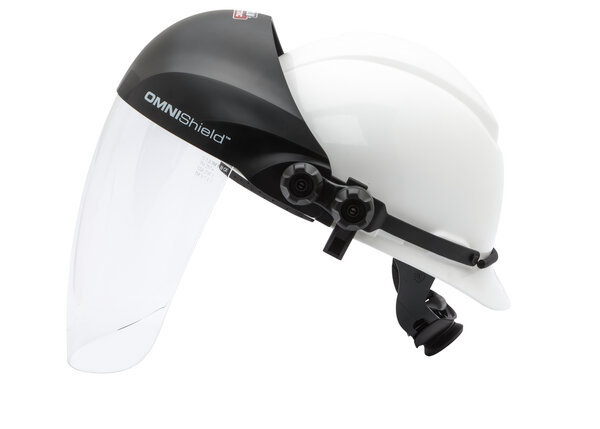 OMNIShield Clear Faceshield with optional hard hat adapter (non-slotted).