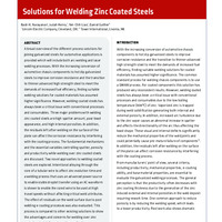 Solutions for Welding Zinc Coated Steels