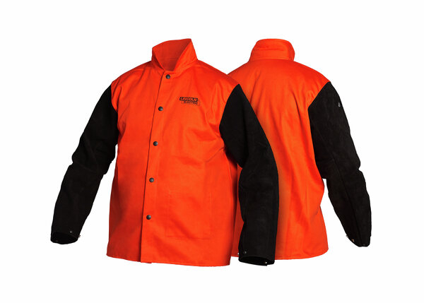 Traditional Split Leather Sleeved Jacket - Orange