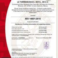 ISO14001 Torreon BCS, de R.L. de C.V.