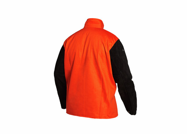 Traditional Split Leather Sleeved Jacket - Orange