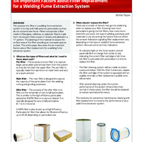 Six Important Factors about Filter Replacement for a Welding Fume Extraction System