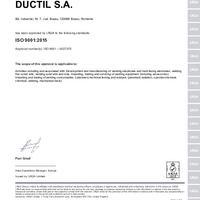ISO 9001 2015 DUCTIL S.A.