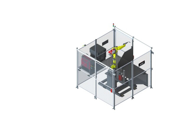 AD2530-1 eCell FT FANUC Air-Cooled Robotic Welding System Right Overhead Render