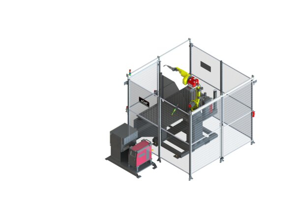 AD2530-1 eCell FT FANUC Air-Cooled Robotic Welding System Left Overhead Render