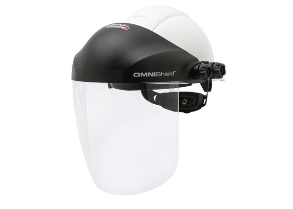 OMNIShield清晰的面罩与可选的硬帽适配器(非插槽)。