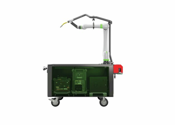 AD2489-17 Cooper CRX-10iA/L Water-Cooled Wire-Break Welding Cobot Cart Left Side Render