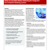 What to Consider before Selecting an Integrator for a Robotic Welding System